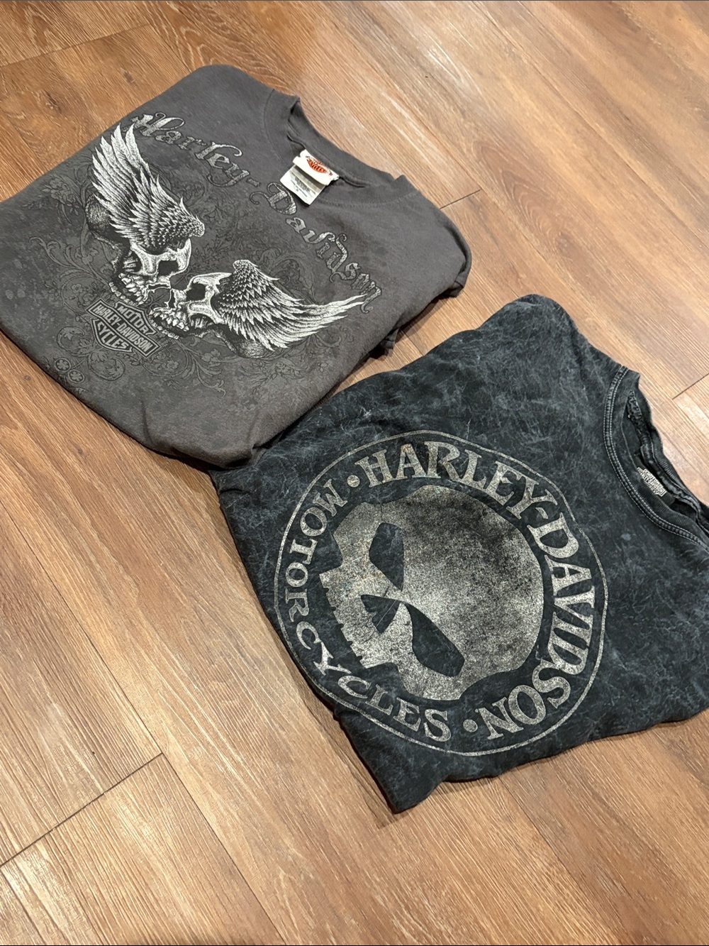 Harley-Davidson Black/Charcoal Skull & Wing Graphic Tees size small